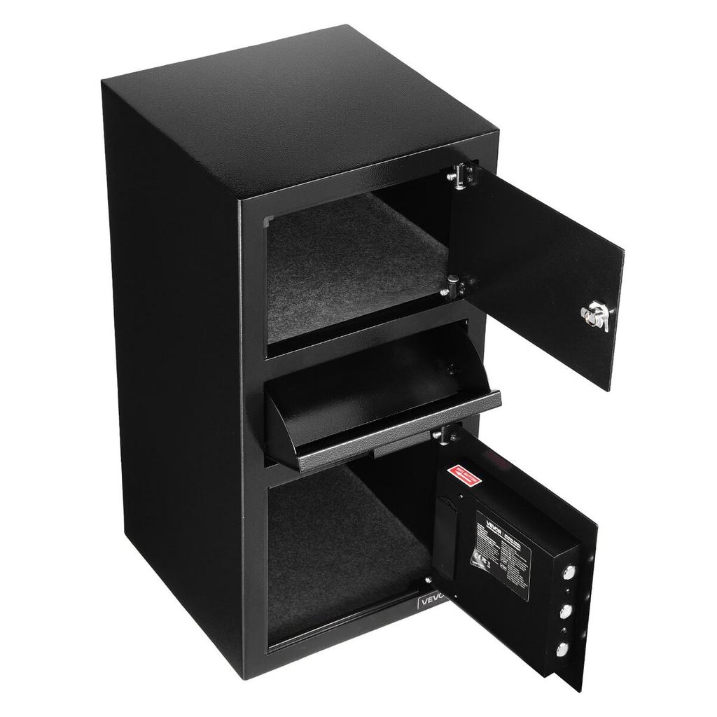 3.6 Cubic Feet Drop Safe, Large Capacity Front Drop Slot Safe Box with Digital Keypad, Heavy Duty 3 Tiers Cash Depository Box with Spare Keys for