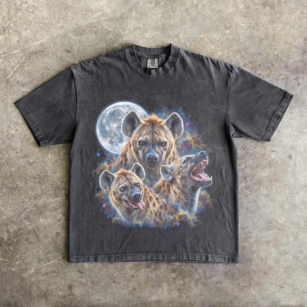 Three Hyena Moon Shirt, Vintage 90s Hyena Graphic Tee, African Predator Lover Gift