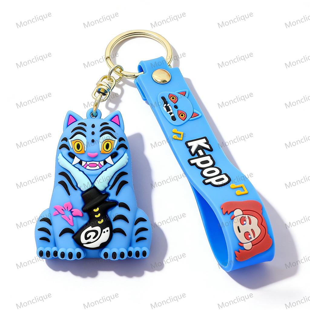 KPOP Demon Hunters Keychain Pendant Little Tiger Character PVC Figure Anime Theme Keyring For Kids Fans Gift Backpack Phone Bag