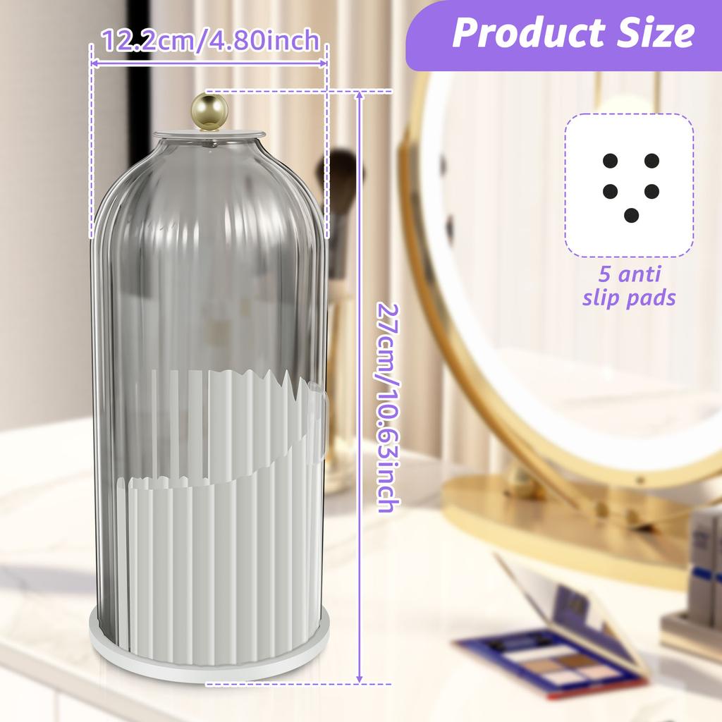 Makeup Brush Holder with Dustproof Cover 360 Rotating Make Up Brush Holder Organizer Compartmentalized Makeup Brush Organizer