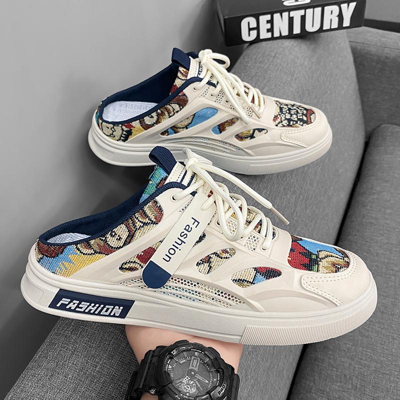 

Однопедальные парусиновые туфли мужские летние дышащие повседневные универсальные туфли для сноуборда молодежные нишевые спортивные ленивые полуперетаскиваемые туфли 39