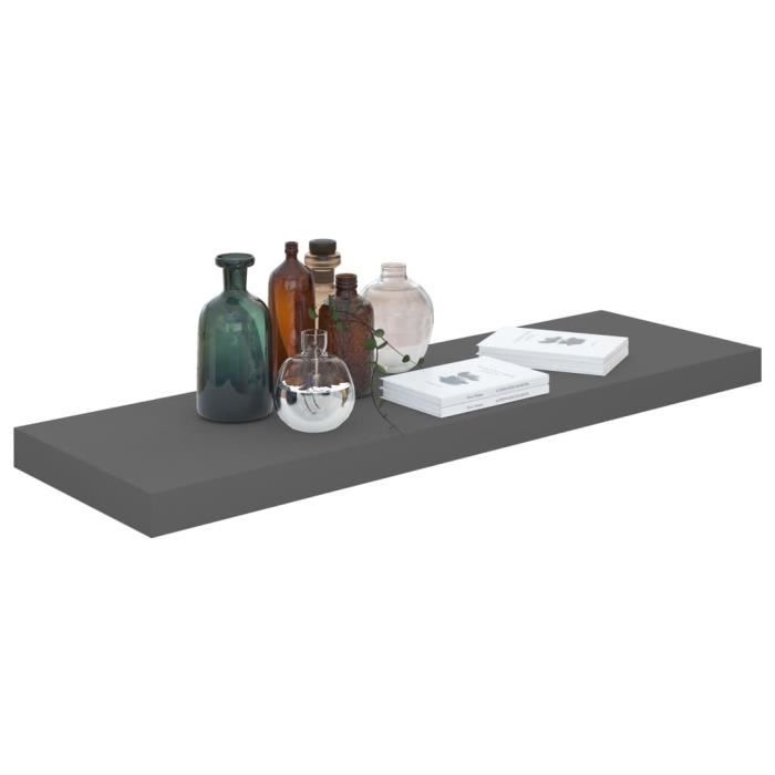 VidaXL Floating Wall Shelf 4 Pcs Glossy Grey 80x23.5x3.8 Cm MDF