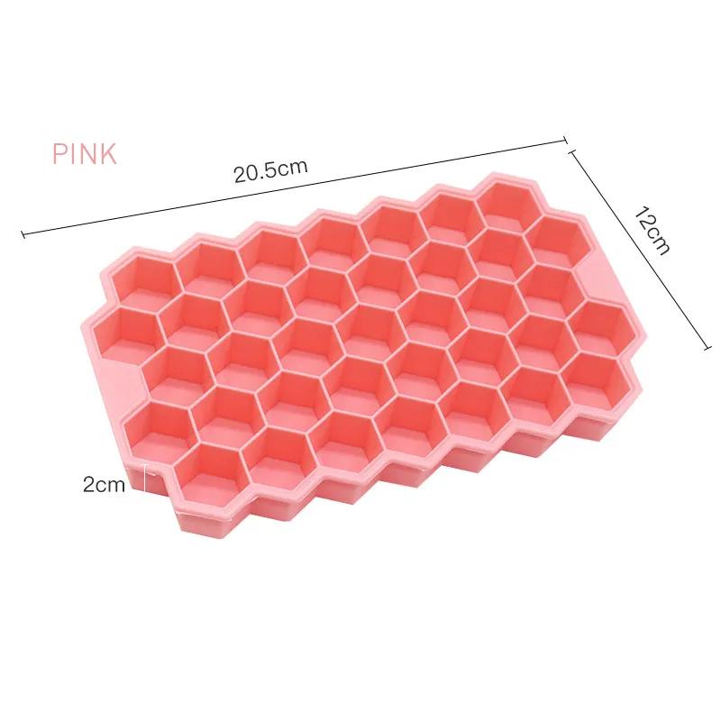 Premium isbitformer Silikon Bakeformer med Forseglingslokk Gjenbrukbare Sikre Heksagonale Kubeformer for Kjølte Drikker Whiskey Hale Mat F004