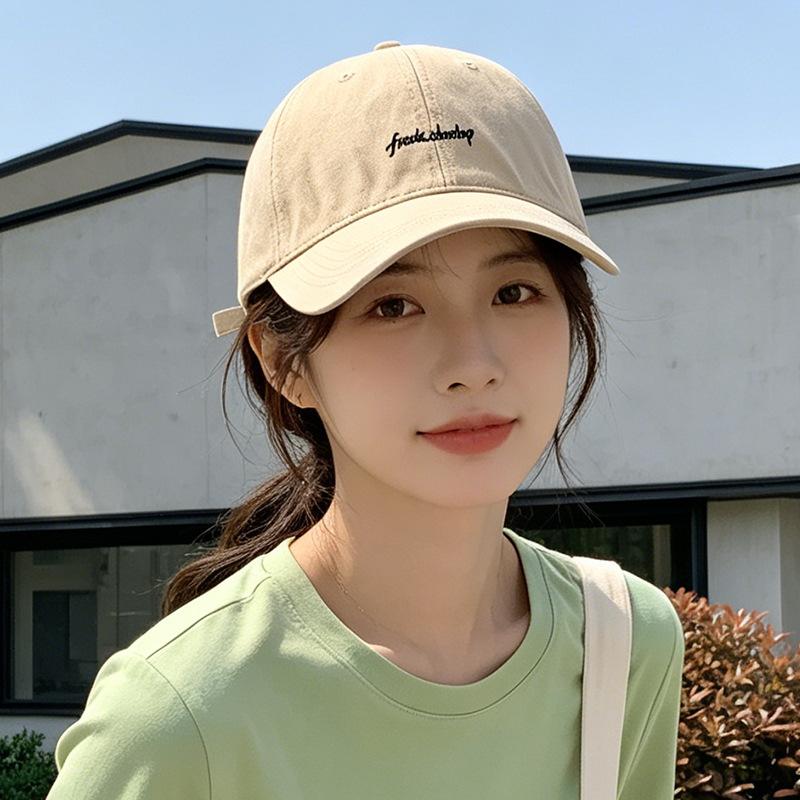 Fashion Hat Female Korean Version Versatile Big Head Circumference Show Face Small Sunscreen Peaked Cap Soft Top Embroidery Casual Shade Baseball Cap