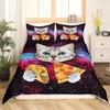 3D Cat Cute Kitten Pattern Duvet Cover Cat Kids Bedroom Decoration Cat Bedding Set for Women Girls Boys Gifts with Zipper 3pcs