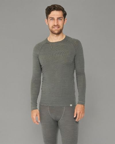 DANISH ENDURANCE Men's Merino Wool Long Sleeve Shirt with Half Zipper, Breathable, Antibacterial, and Odor-Resistant, Dark Gray, Size M