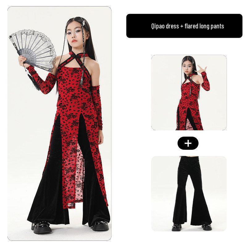 Chinese Style Jazz Dance Costumes for Girls – Trendy Performance Set for Model Runway Shows