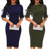 Ołówkowa sukienka midi z długimi rękawami Office Lady w jednolitym kolorze
