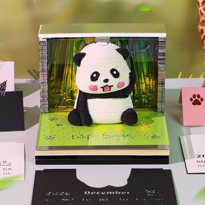 

Календар Час 2026 Настільний календар зі світлодіодним підсвічуванням 3D відривний календар Паперове різьблення Мистецтво Блокнот для записів Подарунок Різдво