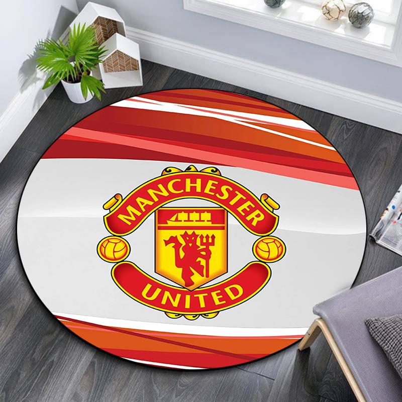 Man Utd Round Area Rug,Carpet Rug for Living Room Bedroom Sofa Playroom Decor,Non-slip Floor Mat