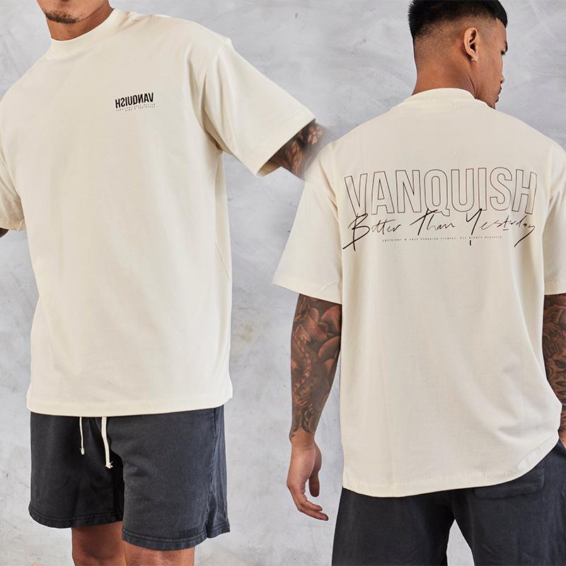 T-shirt de Fitness Grande Taille Vente Chaude Salle de Sport Course à Pied Sporttshirt Coton Unisexe Unisexe Été Marque de Luxe Rétro Manches Courtes Ample