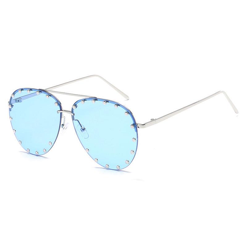 SHAUNA Nail Decoration Women Rimless Pilot Sunglasses Brand Designer Fashion Ladies Gradient/Tinted Punk Style Glasses