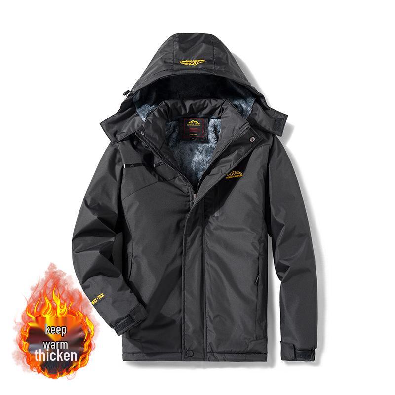Men's Waterproof Fleece-Lined Winter Jacket for Mountaineering, Camping, and Travel