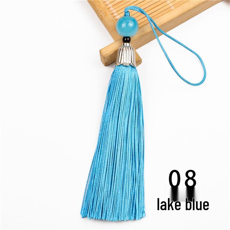 8cm Beaded Ice Silk Tassel Pendant for Hats & Bookmarks - Fine Thread Design, Free Shipping