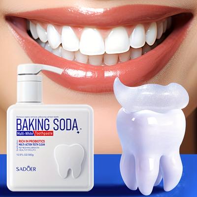 Pasta de dientes con bomba de bicarbonato de sodio probiótico para limpieza profunda, blanqueamiento y brillo, 300g