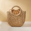 Handwoven Straw Rattan Half-Moon Beach Handbag Large Capacity Women Summer Hollow Out Shoulder Bag Crossbody Bags