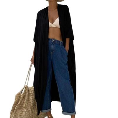 Damen Sonnencreme Cardigan aus menschlicher Baumwolle, Bikini-Überzug, Badeanzug, äußere Sonnenschutzbekleidung, Strandurlaubskleider