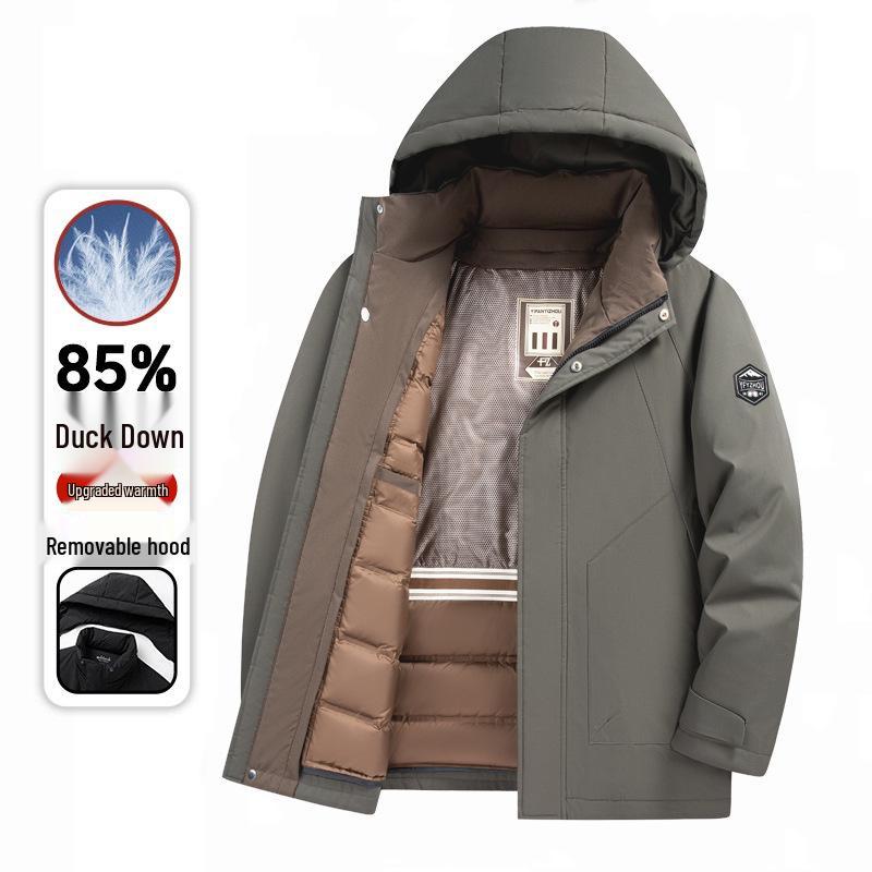 Men's 2025 Winter Hooded Down Jacket with Removable Liner - Thickened and Warm Casual Wear