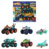 Hot Wheels Monster Trucks Shark Vs. Dino Collection Set - 6 Car Transport Set
