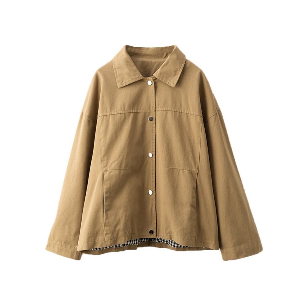 Dimanaf 2025 New Short Jacket Autumn Solid Coat Long Sleeves Buttons Women