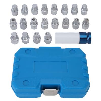 21pcs Wheel Locking Nut Key Kit Wheel Anti Theft Lug Nut Socket Adapter Set Anti Theft Screw