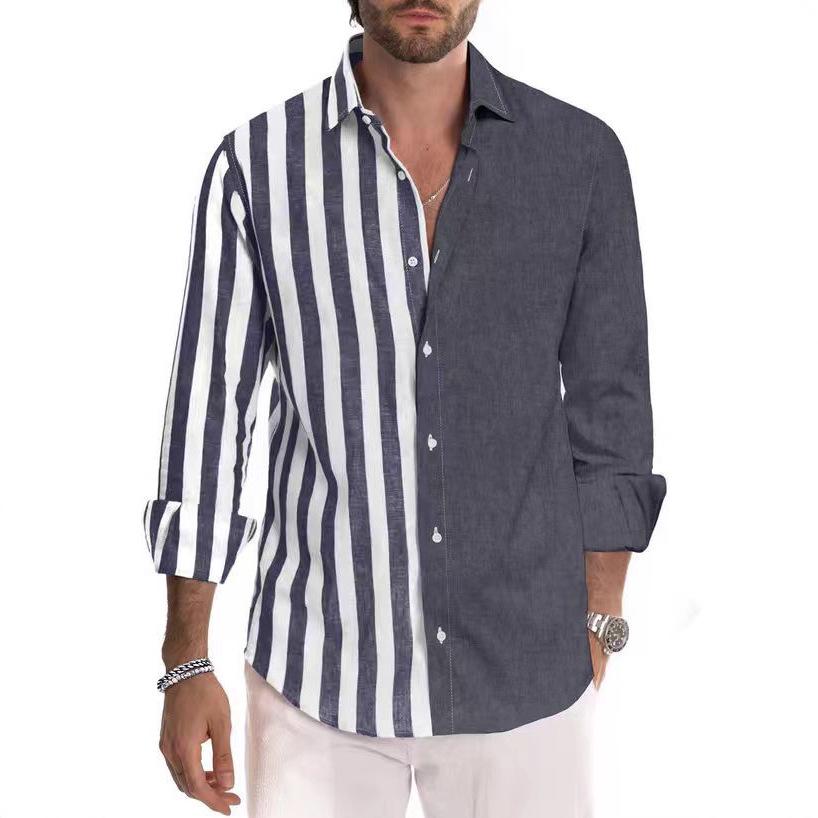 Men's Striped Long Sleeve Shirt - Spring/Autumn Fashion