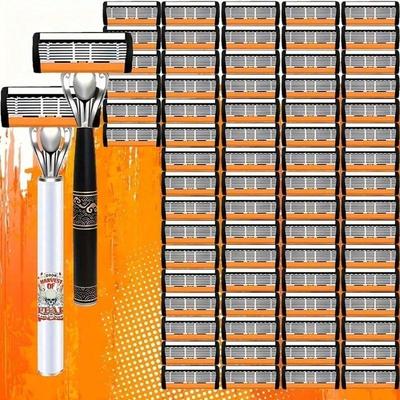 Klassischer Herrenrasierer 72 Ultra-scharfe Klingen Langlebiges Progressives Design Sicheres Glattes Schmerzfreies Rasieren 2Rutschfeste Griffe Weihnachtsgeschenk