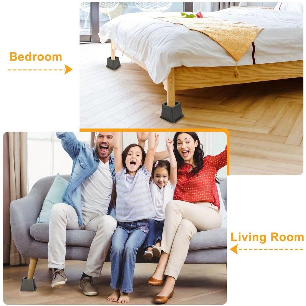 4Pcs Shock-Absorbing Furniture Leg Risers Adjustable Height Table Lifters Bed Foot Pads  Under Bed