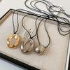Personality Simple Leather Rope Black Irregular Waterdrop-shaped Pendant Necklace for Women Clavicle Chain Trendy Jewelry Gifts