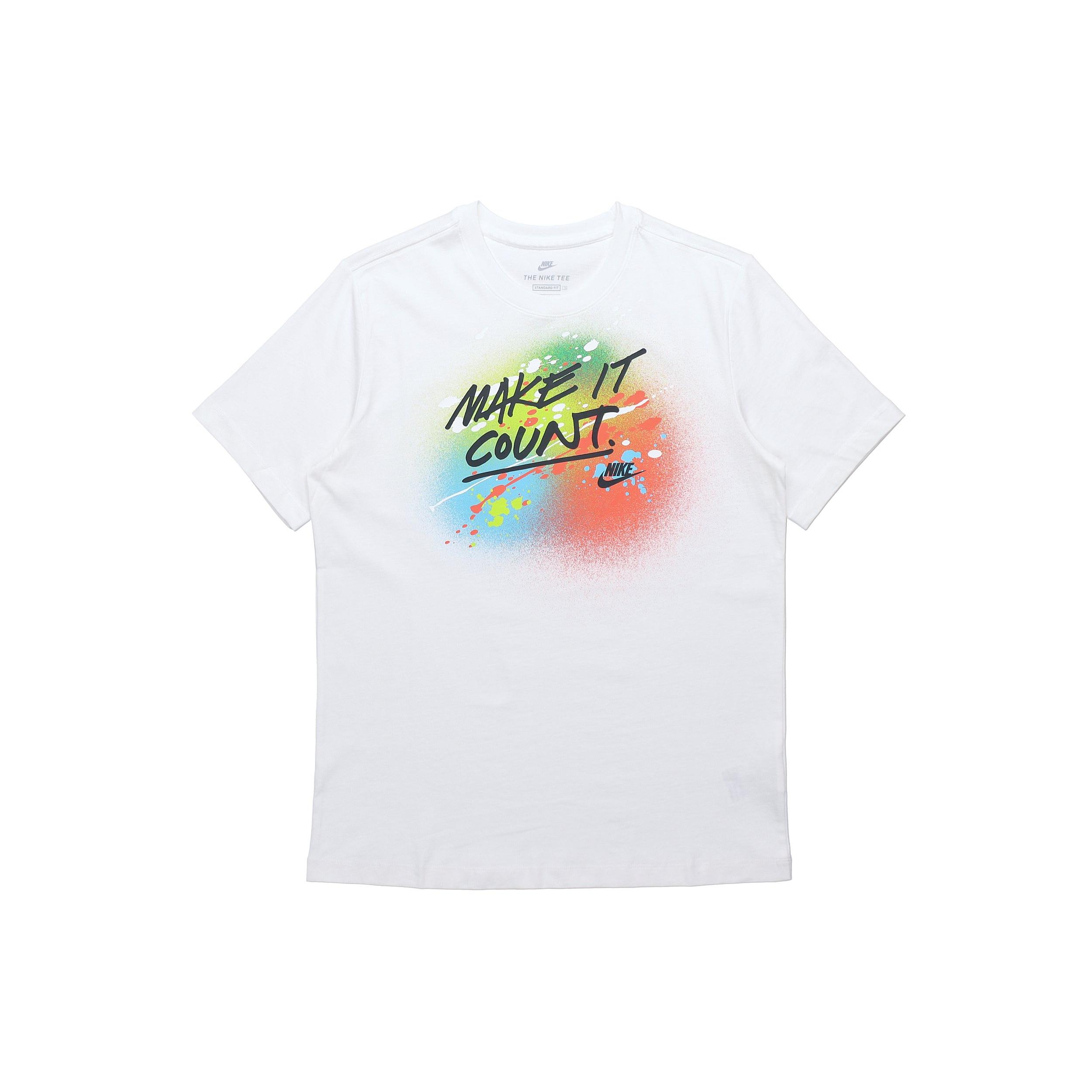 Nike Sportswear Splash Ink Alphabet Printing Sports Short Sleeve White Men s DJ5361-100 XL