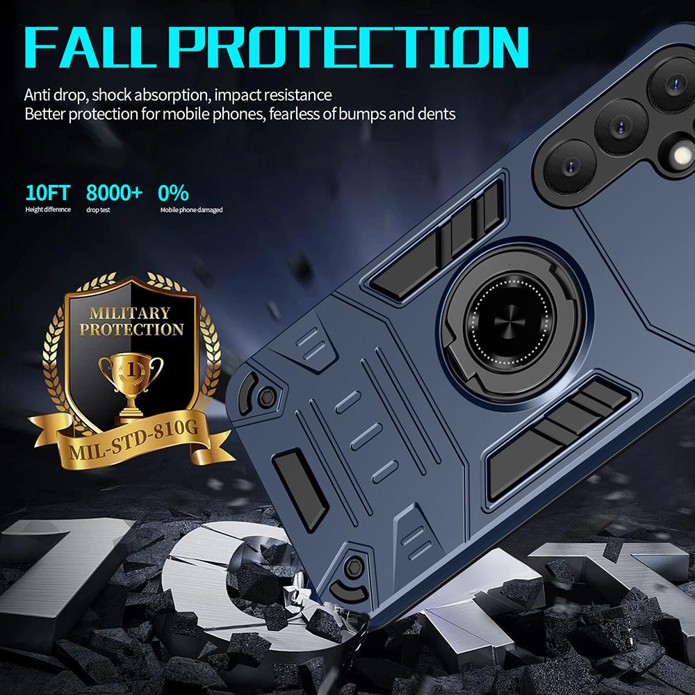 For Samsung Galaxy S25 Case with Ring Holder Kickstand PC + TPU Anti-Fall Phone Cover
