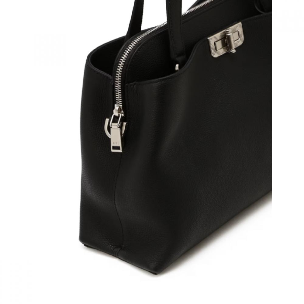 Daks Black Leather Tote Bag With Buckle Dcba6e168bk