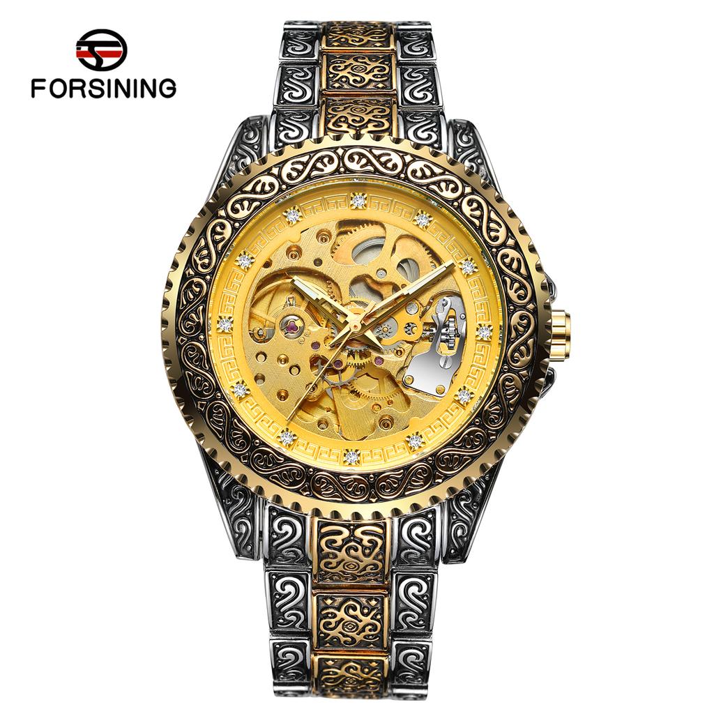 Transparent Leather Band Automatic Mechanical Skeleton Watch for Men Custom Logo