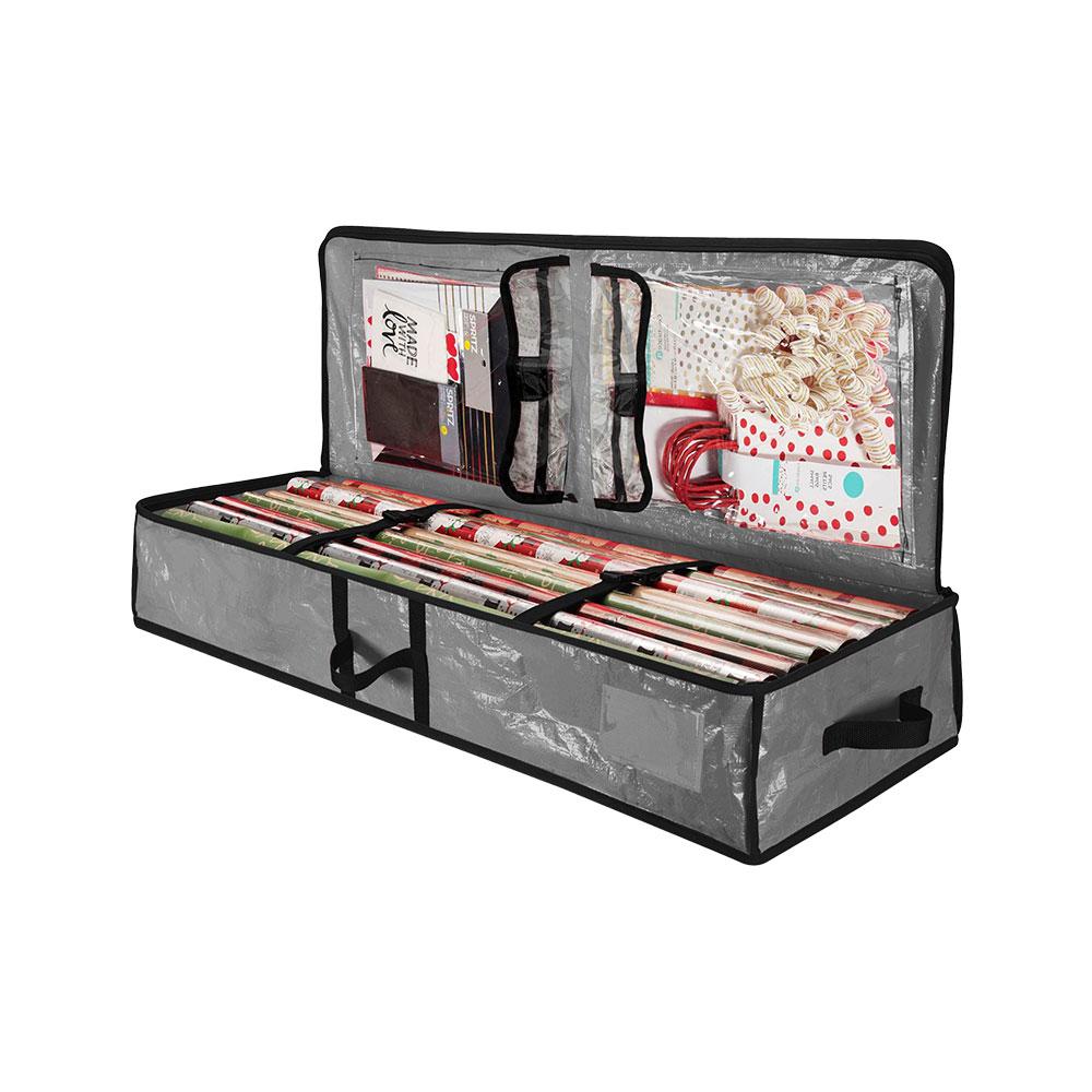Christmas Gift Wrap Storage Bag Waterproof Underbed Handles Large Xmas Wrapping Paper Storage Box Holiday Accessories Dropship