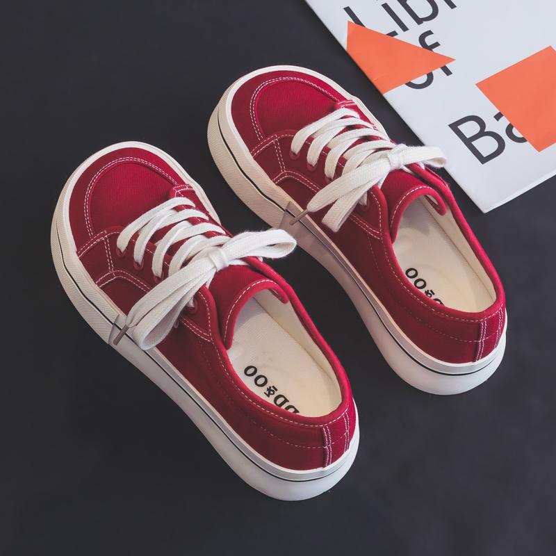 Mango head big head red canvas shoes new autumn temperament sneakers cloth shoes board shoes