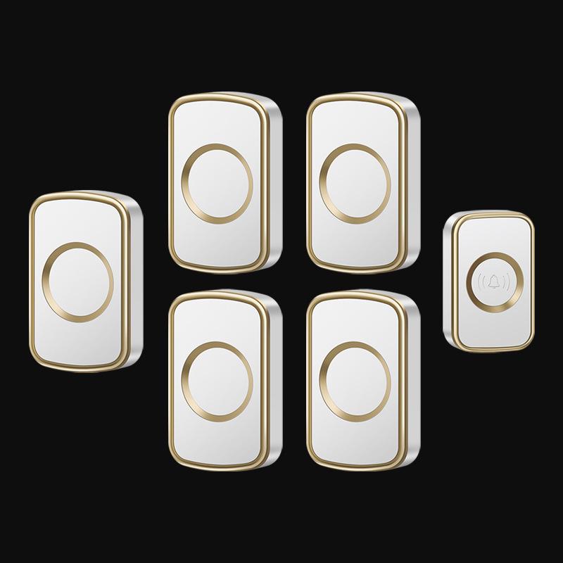 Wireless Doorbell: Battery & DC Powered, One Transmitter, Five Receivers, No Plug-In Required Platinum