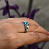 Vintage london Blue topaz ring Round cut, promise engagement ring, blue topaz ring 925 sterling silver , blue topaz halo rings for women
