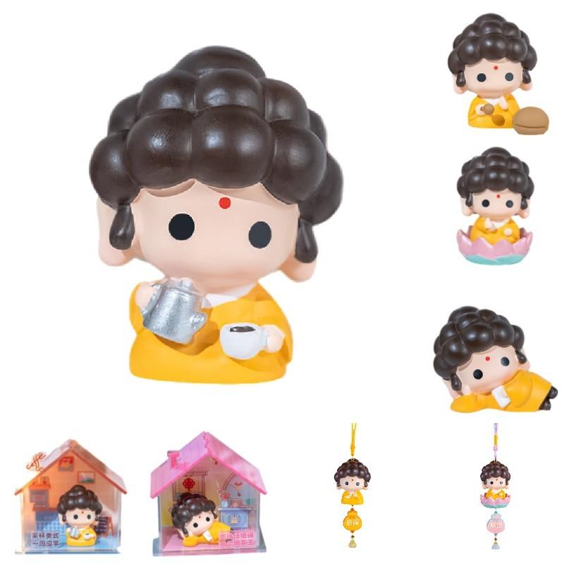 Buddha Cute Bubble Head Statue Ornament Cartoon Desktop Decor Bag Pendant Gift