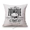 Halloween Decoration Zombie Party Pumpkin Head Skull Witches Print Cotton Linen Sofa Throw Pillow Case Car Cushion Cover