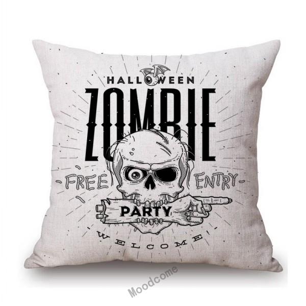 Halloween Decoration Zombie Party Pumpkin Head Skull Witches Print Cotton Linen Sofa Throw Pillow Case Car Cushion Cover
