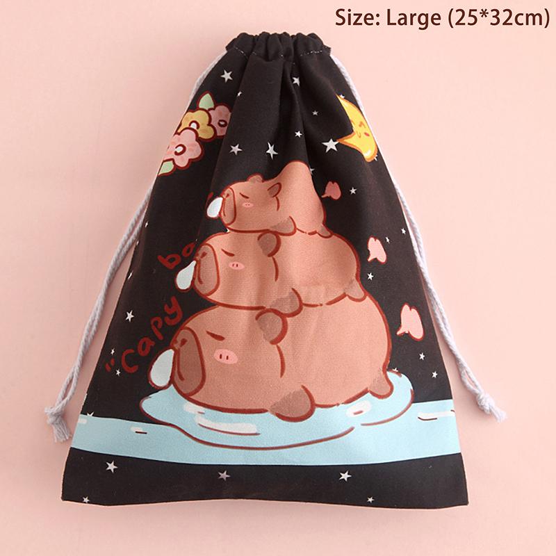 Capybara Travel Drawstring Tote Storage Bag Organizer Bag For Underwear Toy Handbag Storage Bag Cartoon Birthday Gift