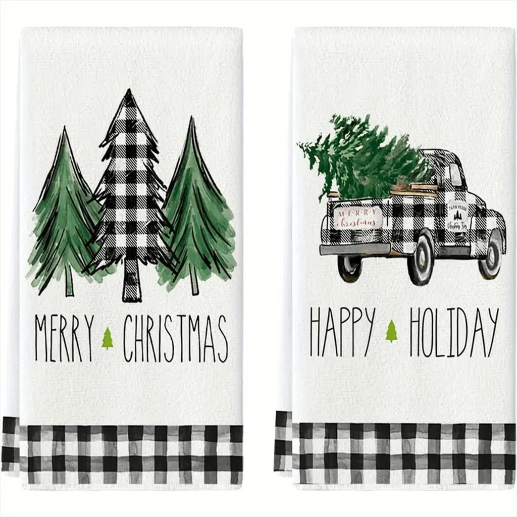 1pc/2pc/4pc/pack Christmas Scrub Sponge Creative Kitchen Dish Cloth Festive Cleaning Decor for Home & Table Kitchen Dish Towel Xmas Cleaning Supplies