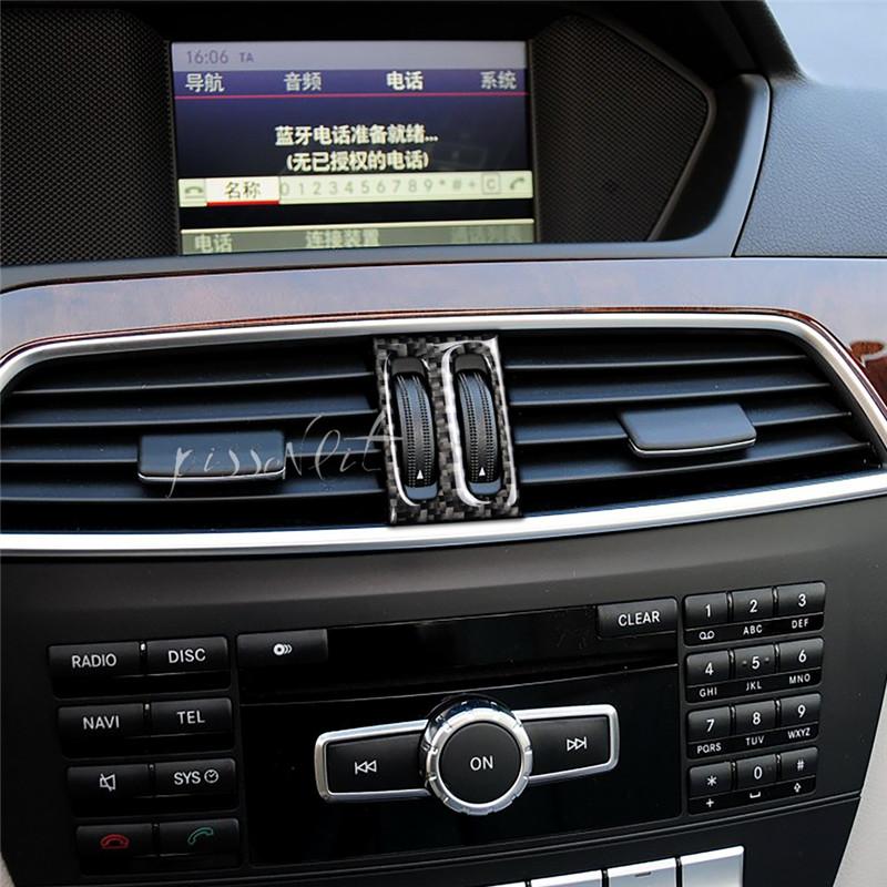 Car Interior Accessories Carbon Fiber Air Outlet Knob Car Stickers For Mercedes W204 C CLASS 2011 2012 2013 Car Styling Stickers