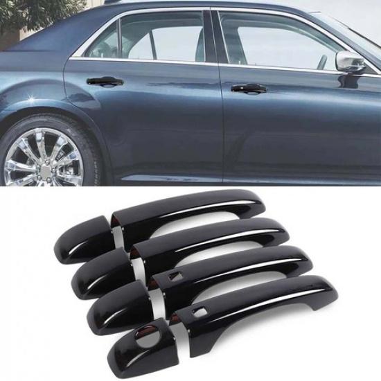 4pcs Black Exterior Door Handles Decor Shell Cover Trim For Chrysler 300 2011+