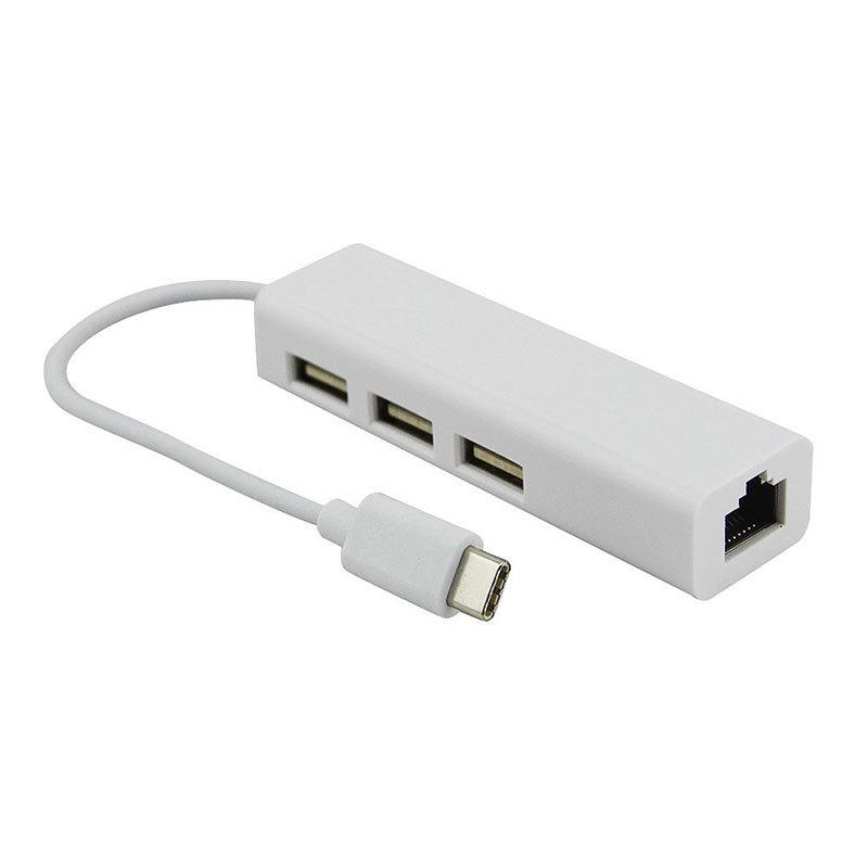 USB-C To RJ45 Ethernet 100M Wired Network Adapter and USB 2.0 Hub