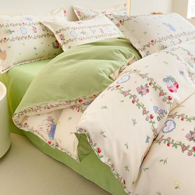 Algodón respetuoso con la piel Juego de cuatro piezas para dormitorio Juego de tres piezas Sábana Funda nórdica Ropa de cama
