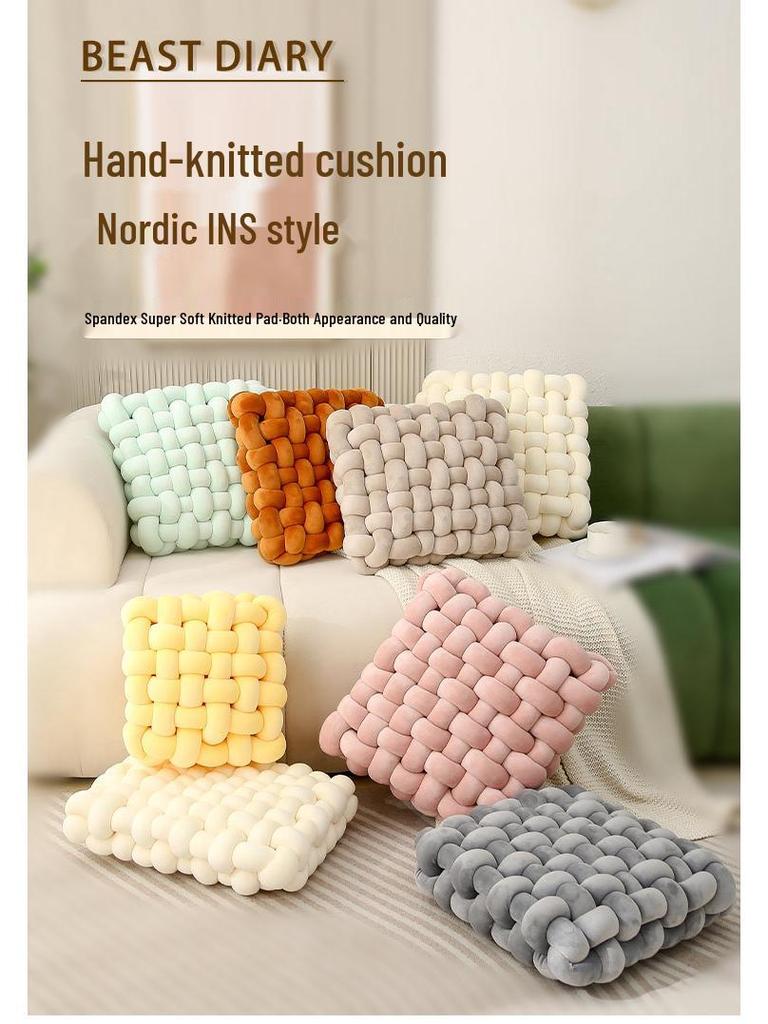 Nordic Woven Throw Pillow - Plush Square Backrest Sofa Cushion for Home Decor