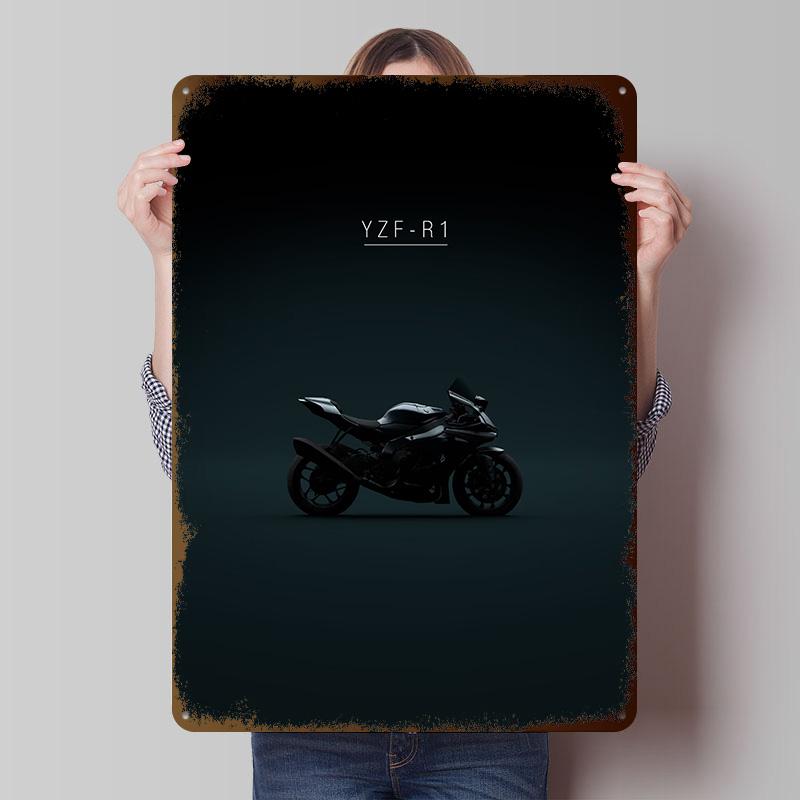 

2017 Motorcycle YZF R1 Printed Poster Customized Wall Art Retro Vintage Metal Tin Signs for Room Decoration Bedroom Decorations 20x30cm（7.8x11.8inch）