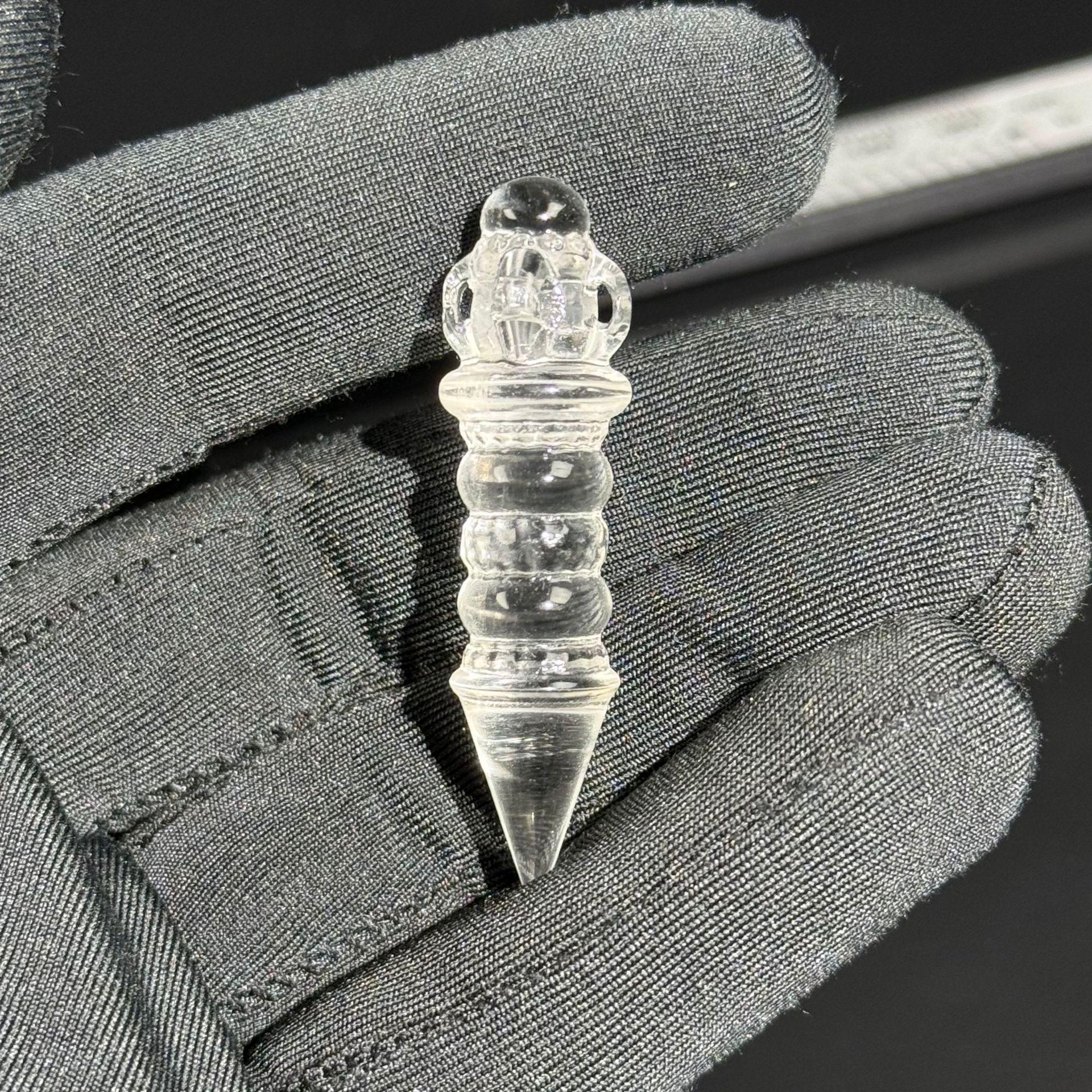 White Crystal Vajra Demon Subduing Pestle  Bell Pendant - Handcrafted Accessories