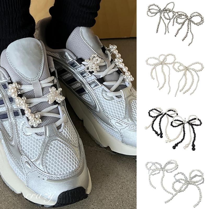 Fashionable Pearls and Silver Bead Butterfly Bowknot Pendant Portable Accessory for Parties Supplies and Office Wear